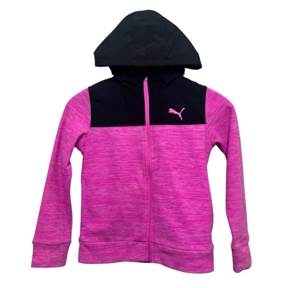 Puma Kids Pink and Black Hoodie S